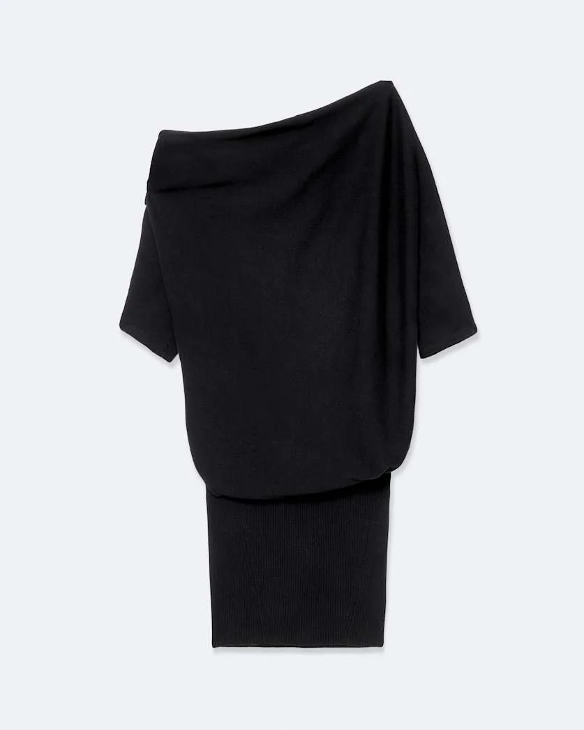 ELLIE ASYMMETRIC KNITTED COTTON MINI DRESS - 1