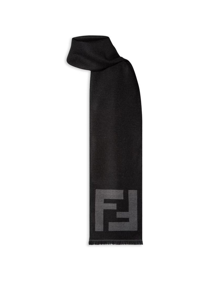 FENDI logo-detail fringed scarf outlook