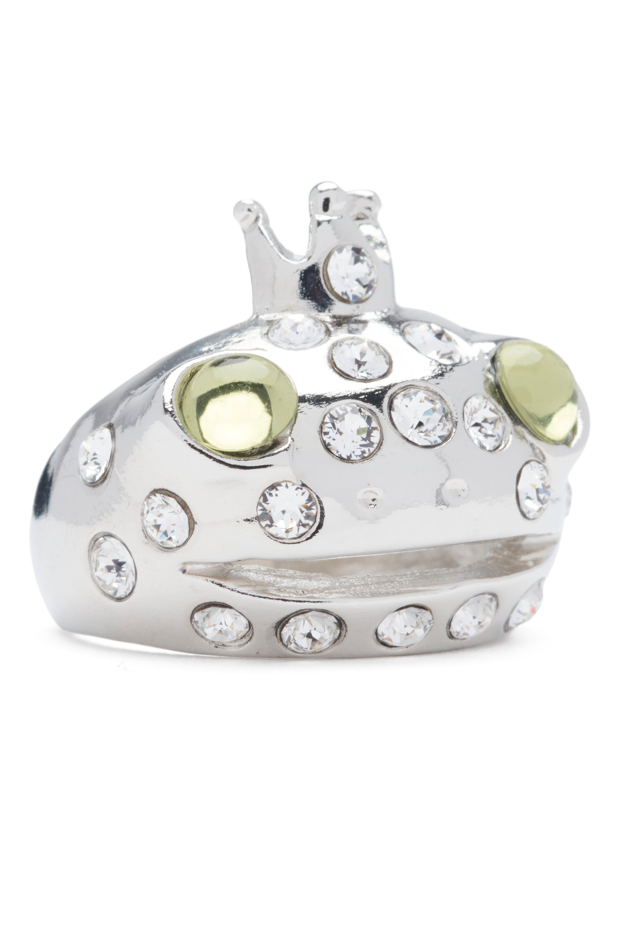 SILVER LIME FRECKLES FROG PRINCE RING - 2