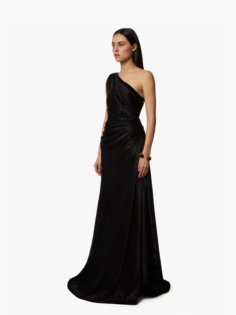 NINA RICCI Long Asymmetric Satin Dress outlook