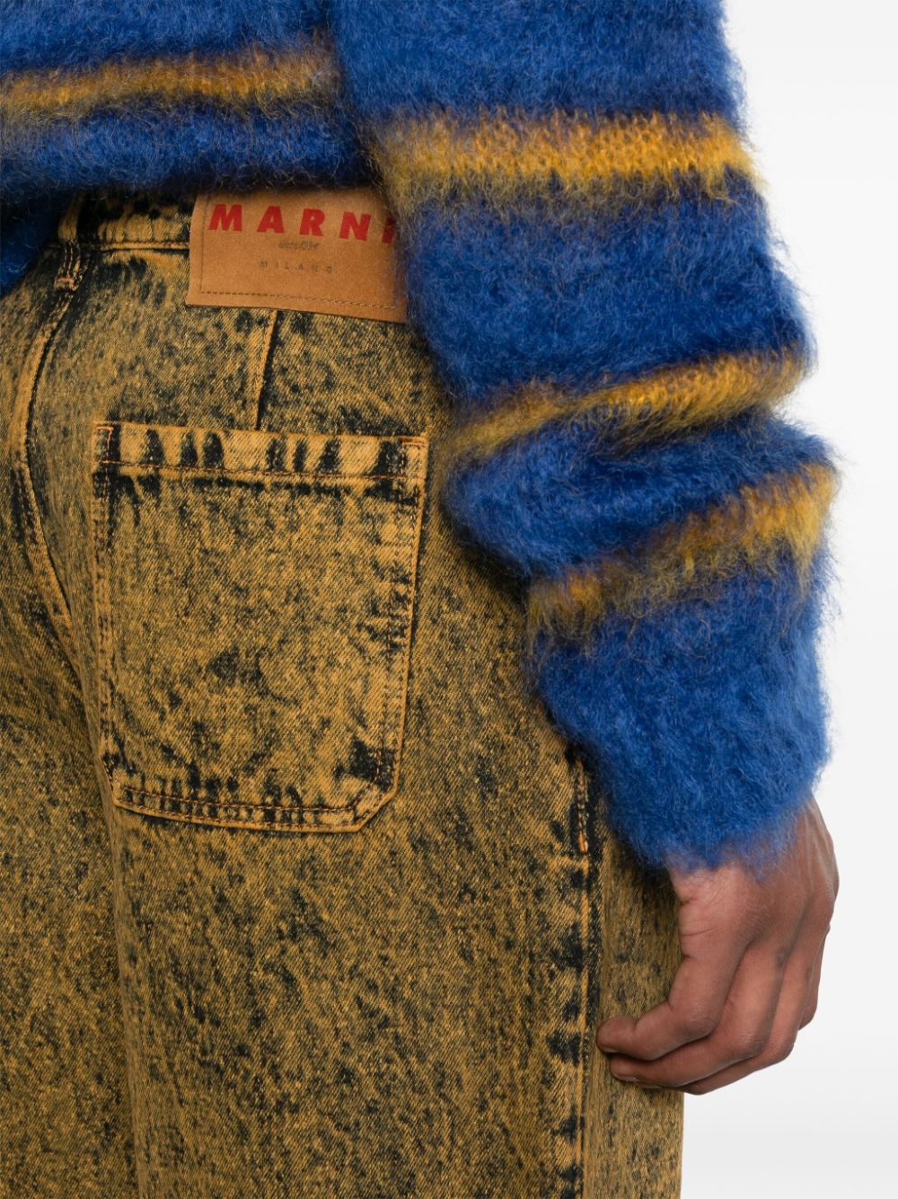 marble-dyed tapered jeans - 5