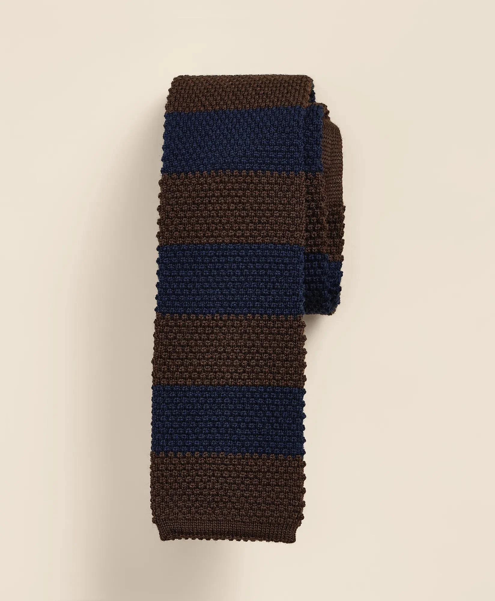 Wool Rugby-Stripe Knit Tie - 1