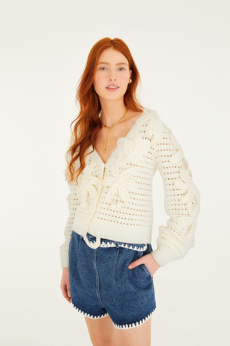 Off-White Crochet 3D Flowers Knit Cardigan 1
