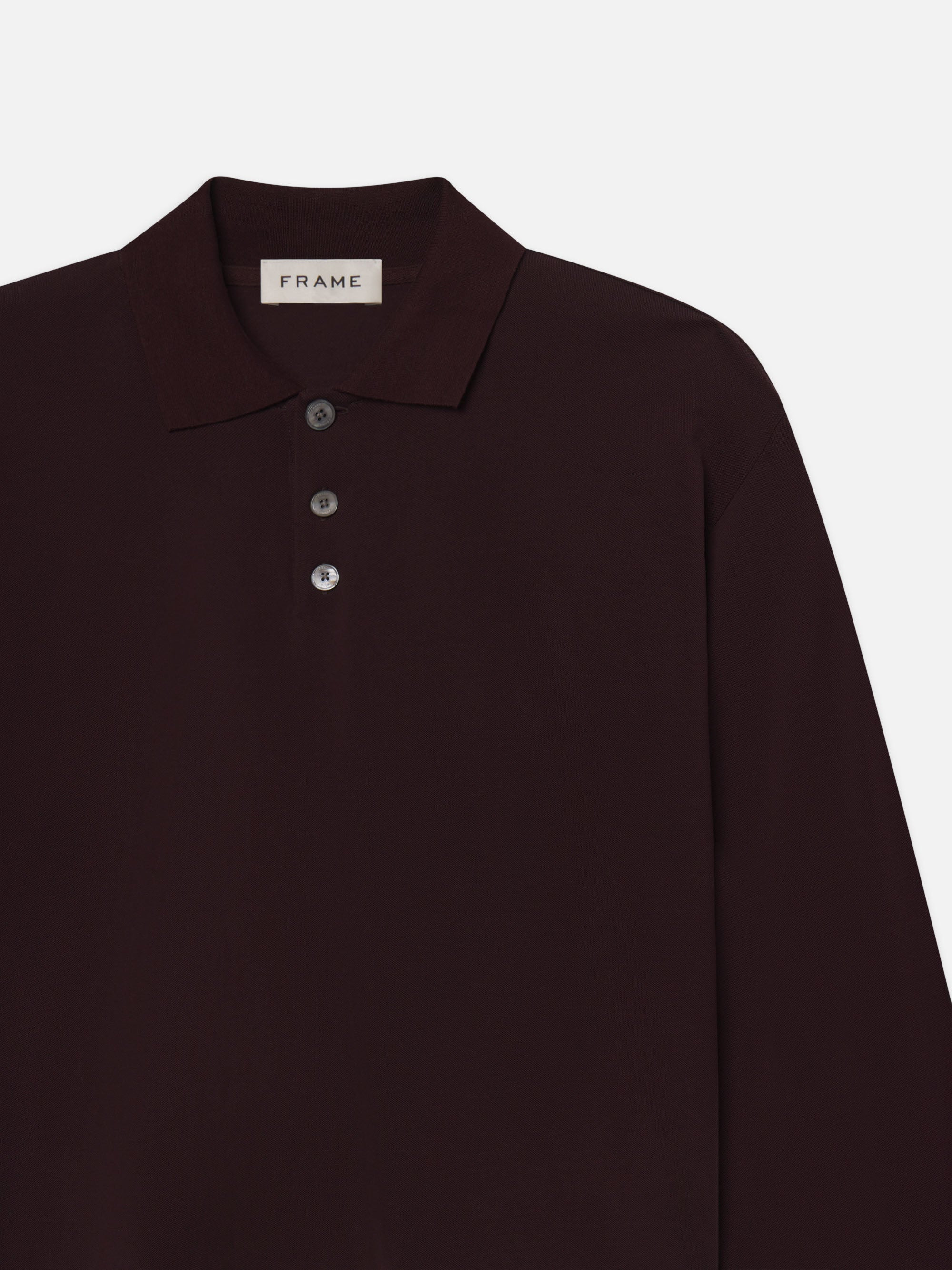 L/S Pique Polo in Burgundy - 2