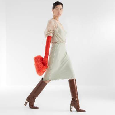 FENDI Brown leather high-heeled boots outlook