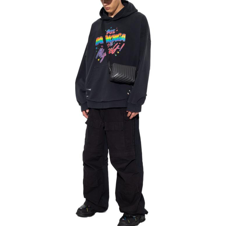 Balenciaga 90/10 Hoodie Wide Fit 'Washed Black' 674986TMVH41055 - 3