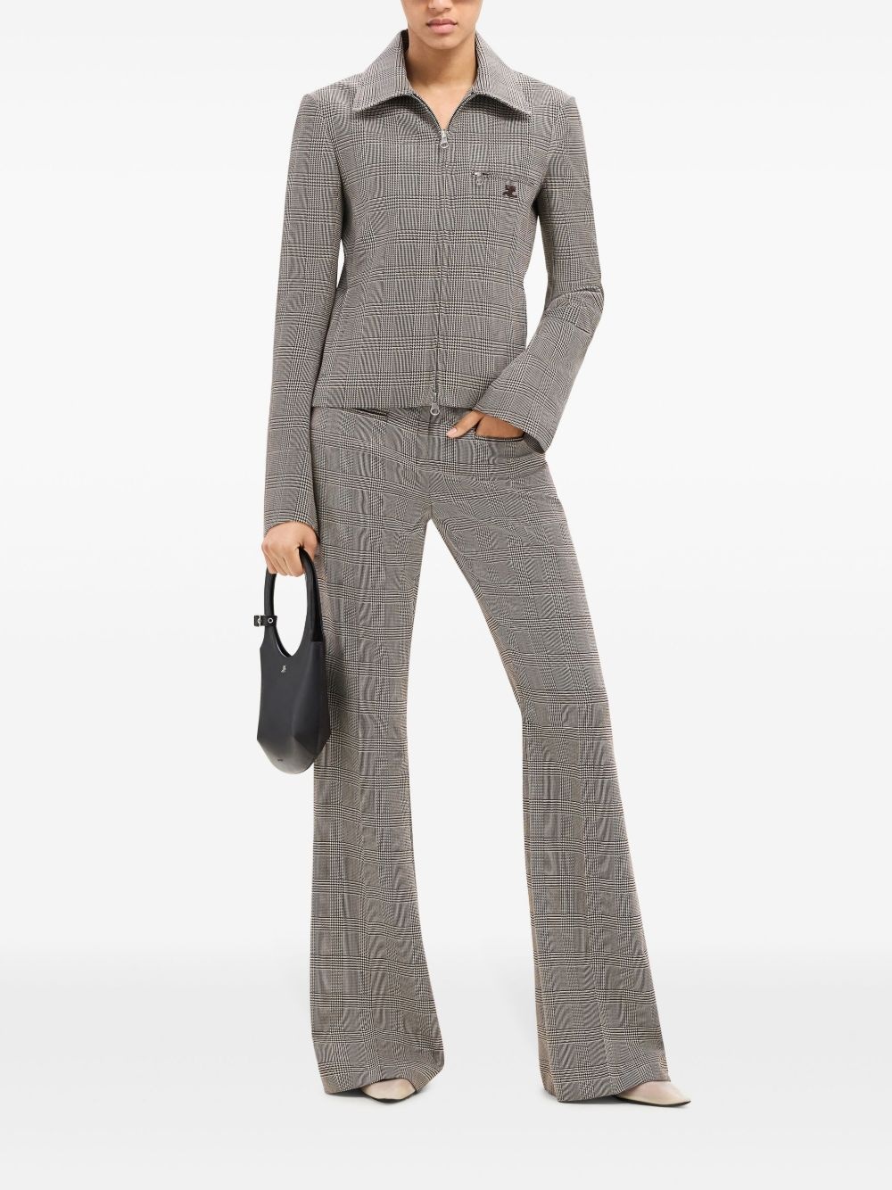 flare mid-rise Prince of Wales pants - 2