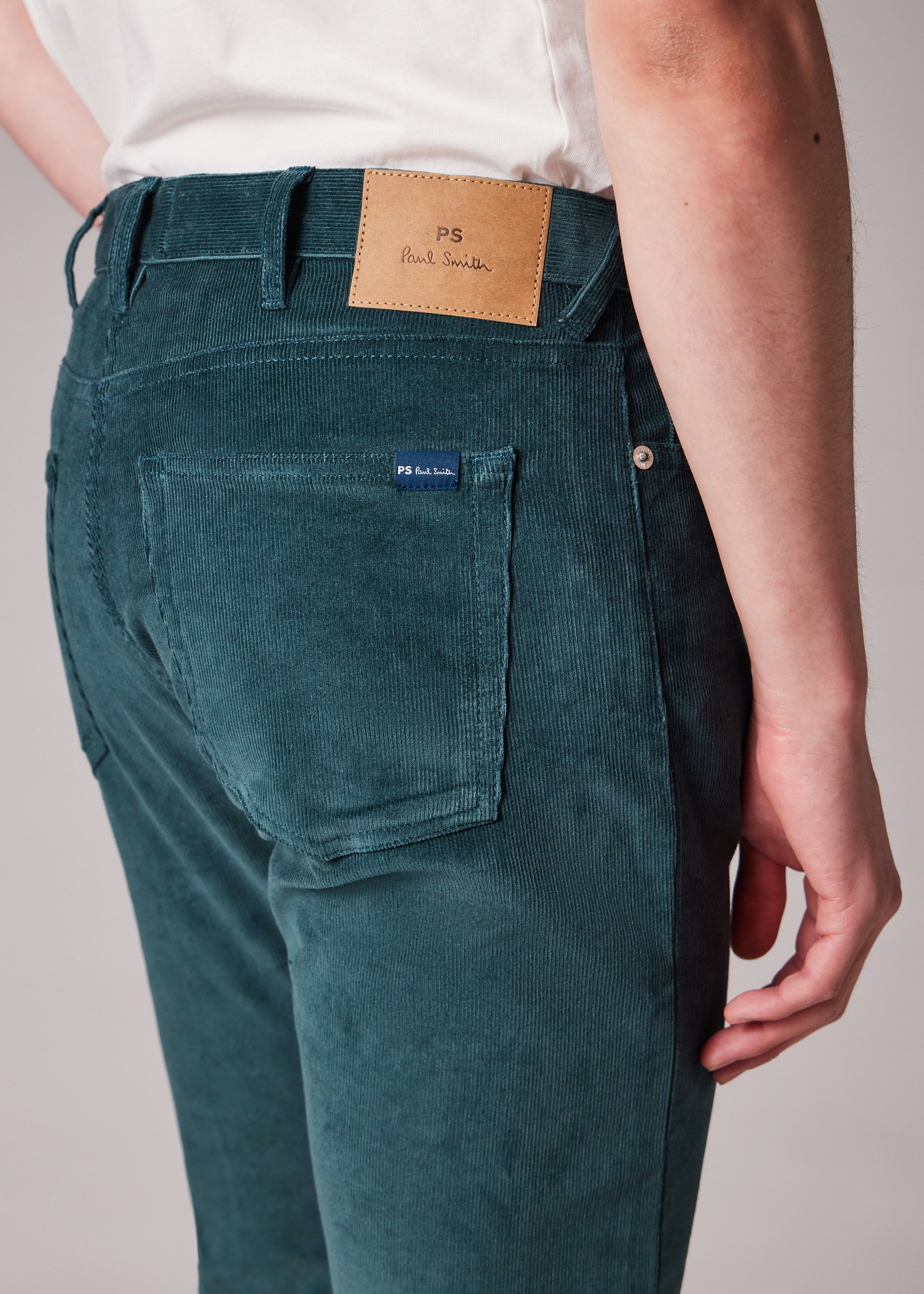 Tapered-Fit Petrol Blue Corduroy Trousers - 5
