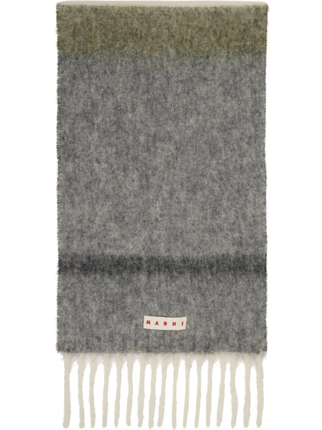 Green & Gray Striped Alpaca Scarf - 1