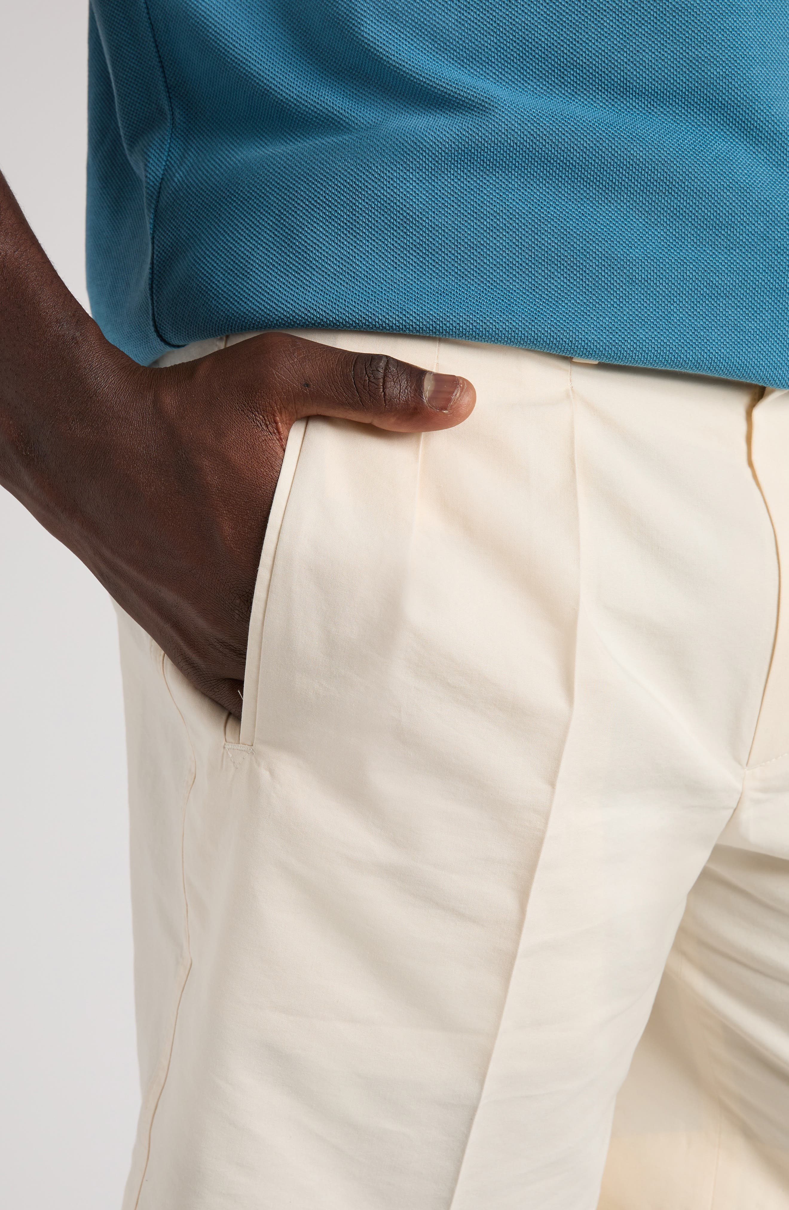 TOM FORD Fluid Pleated Cotton & Silk Poplin Shorts in Aw013 Ecru at Nordstrom - 4