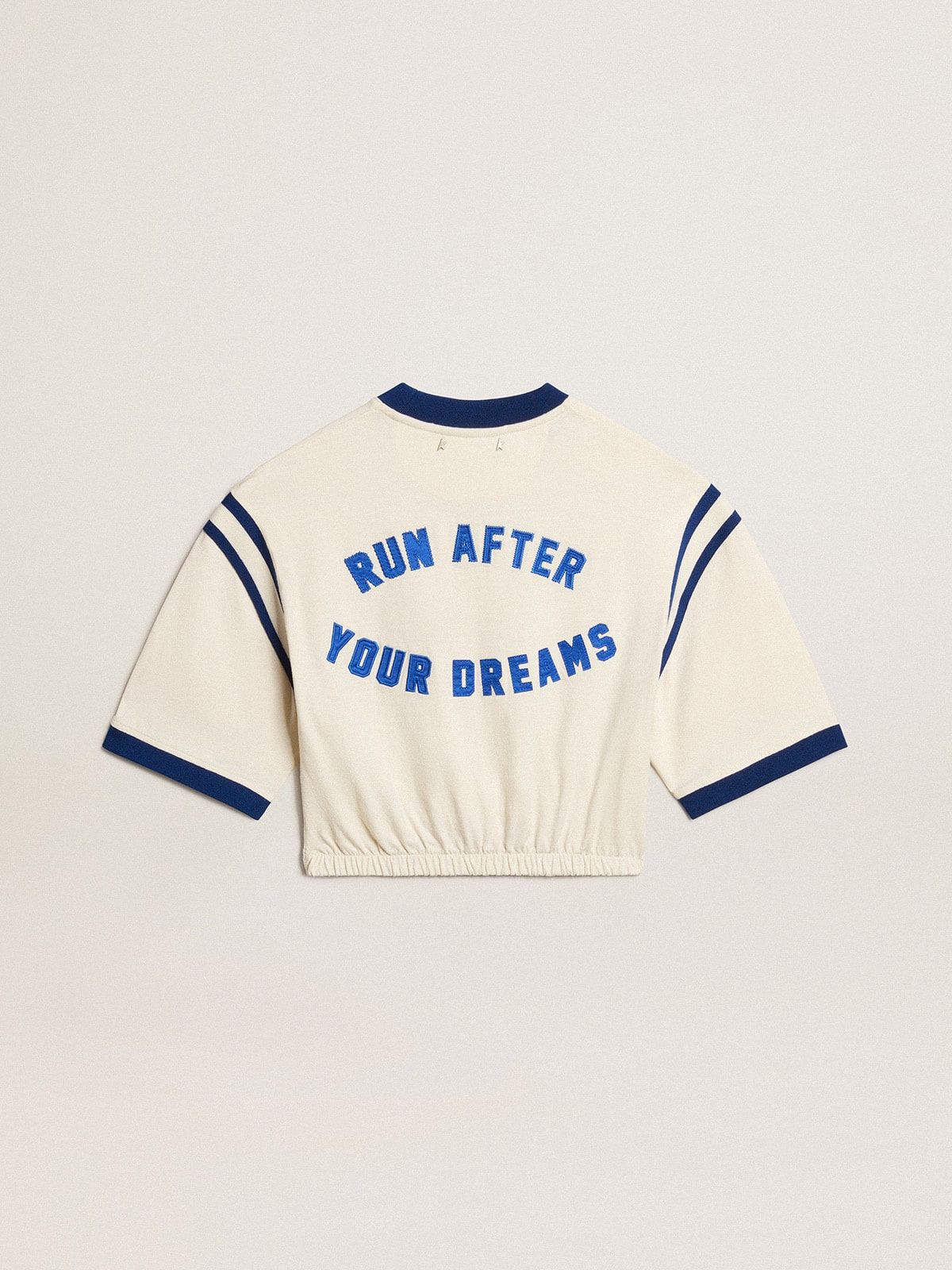 Aged white cotton cropped T-shirt with lettering on the back - 6