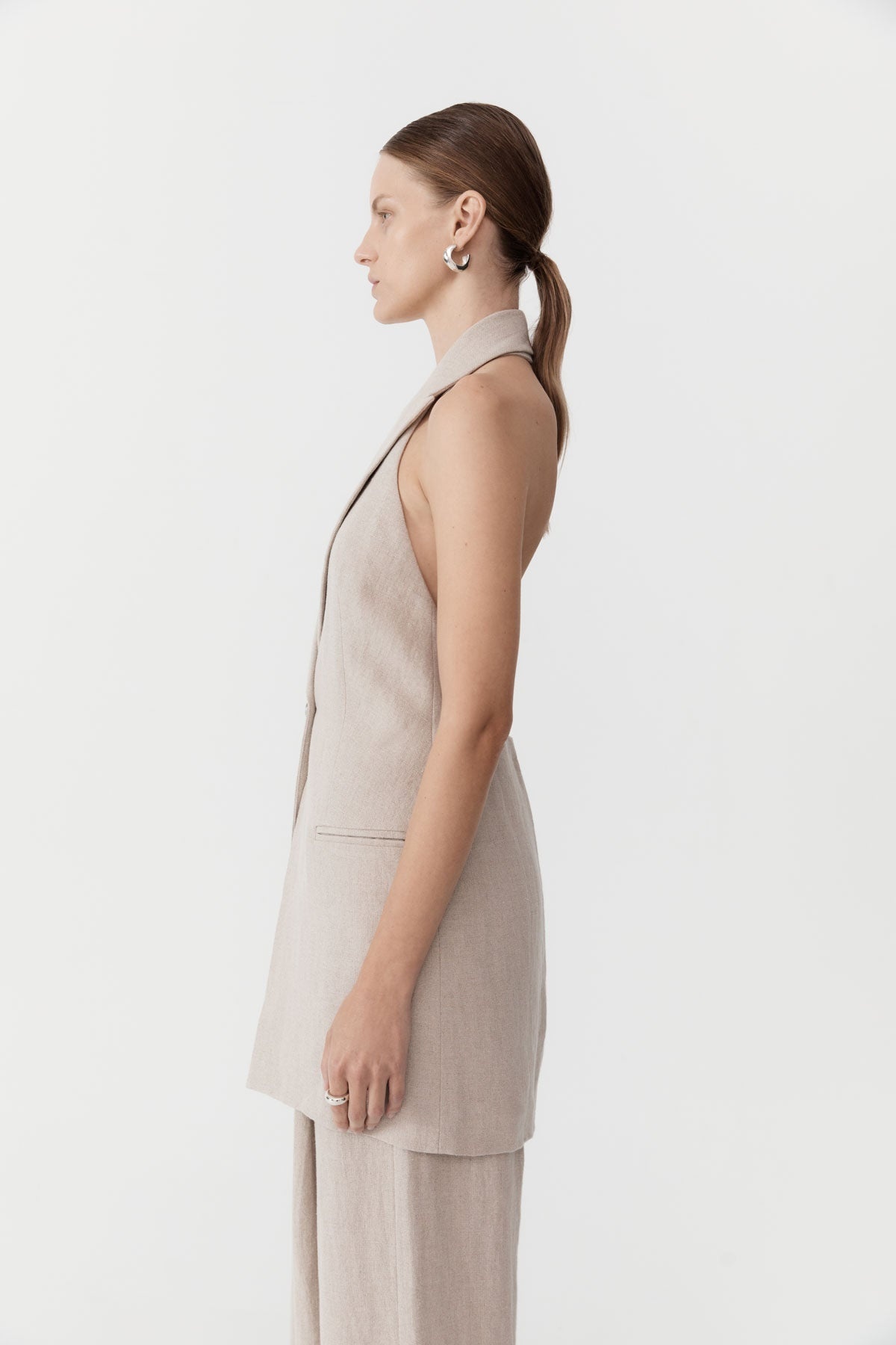 Linen Helm Vest - Natural - 4