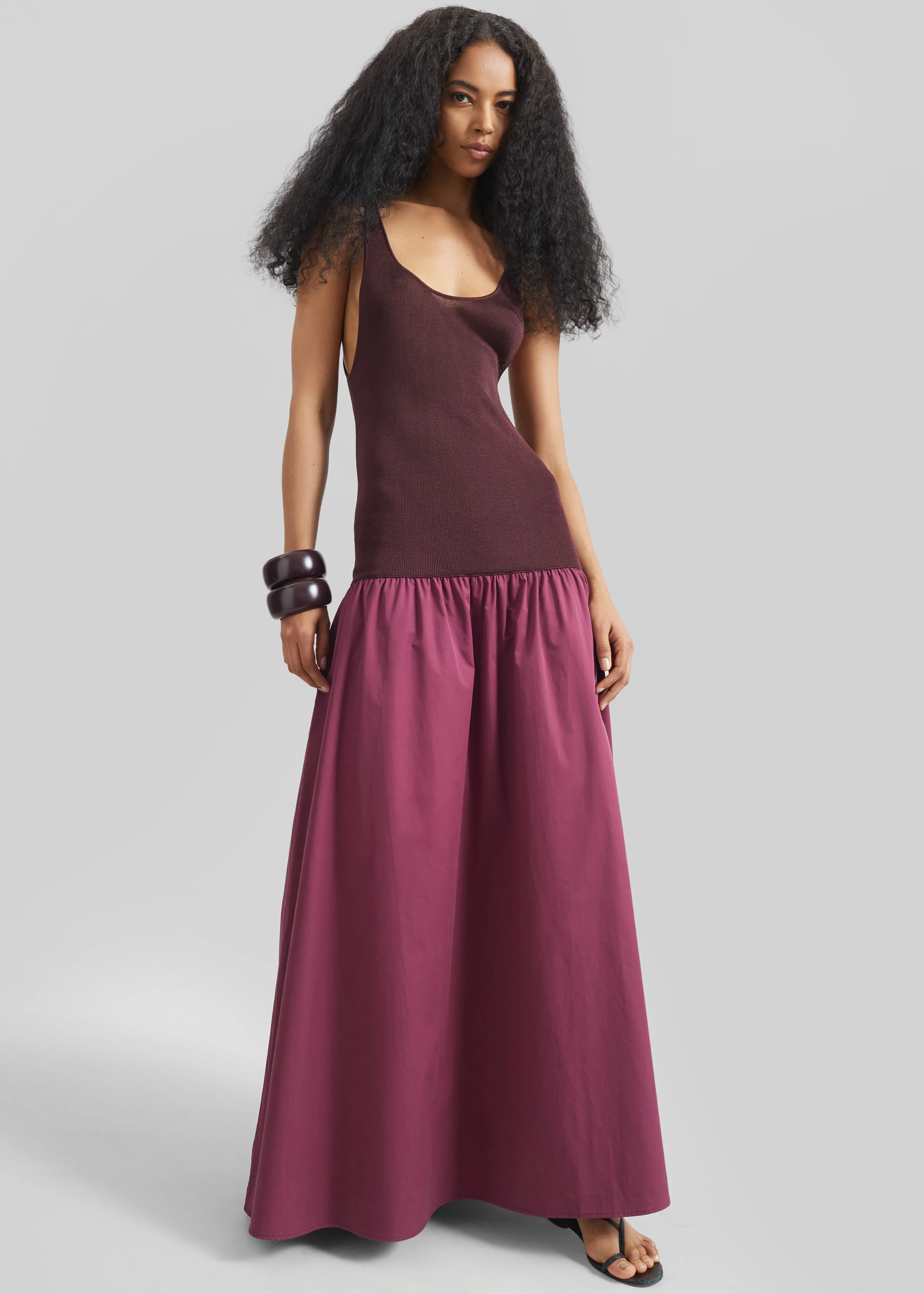 Iliya Drop Waist Maxi Dress - Burgundy - 1