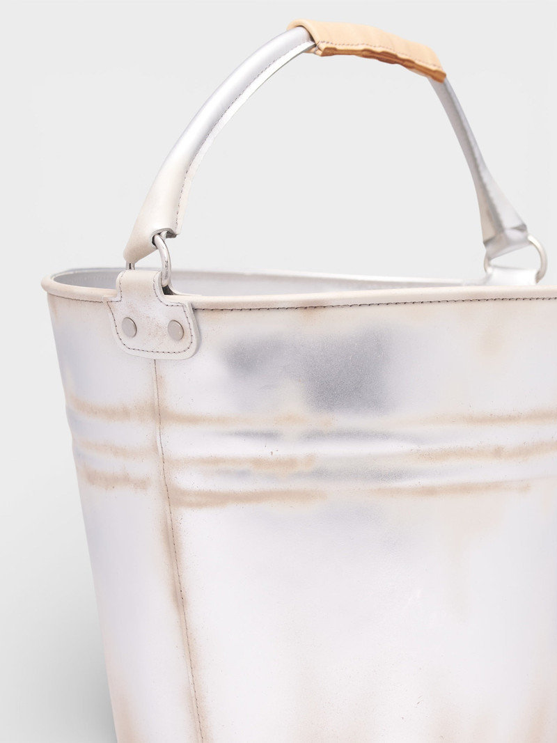 Silver Leather Bucket Bag 2