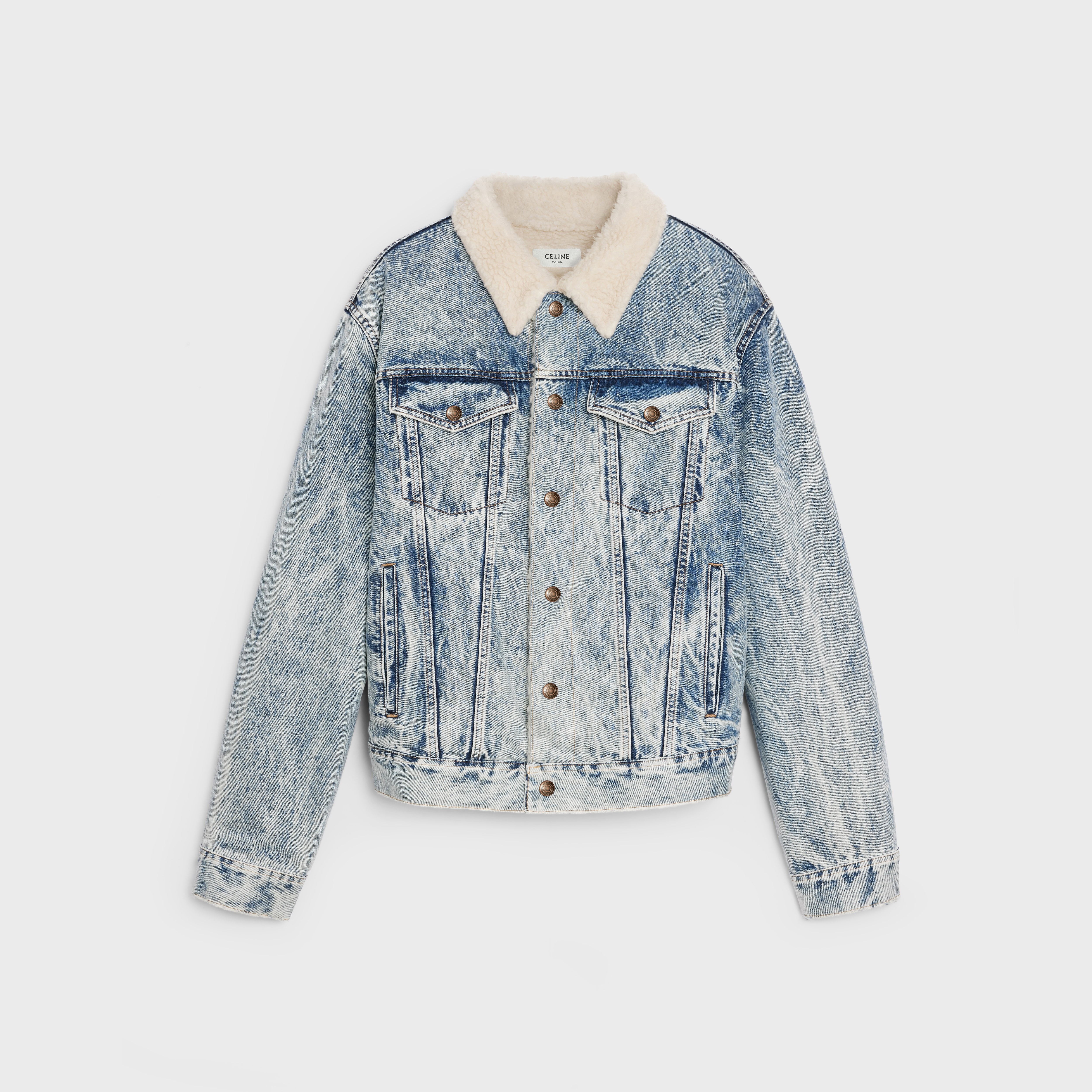 TRUCKER JACKET IN AGED ACID WASH DENIM - 1