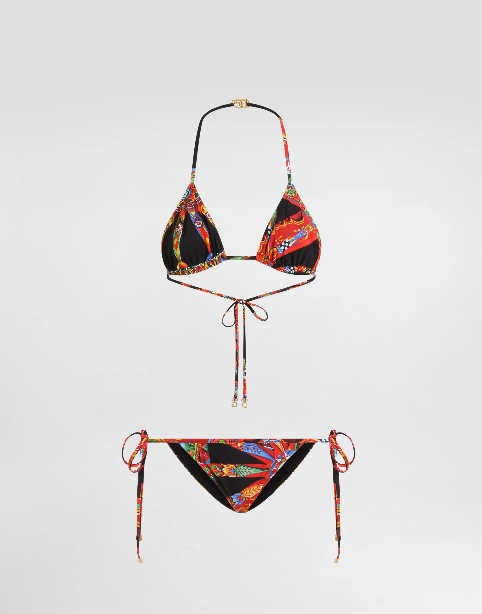 Carretto-print triangle bikini - 1