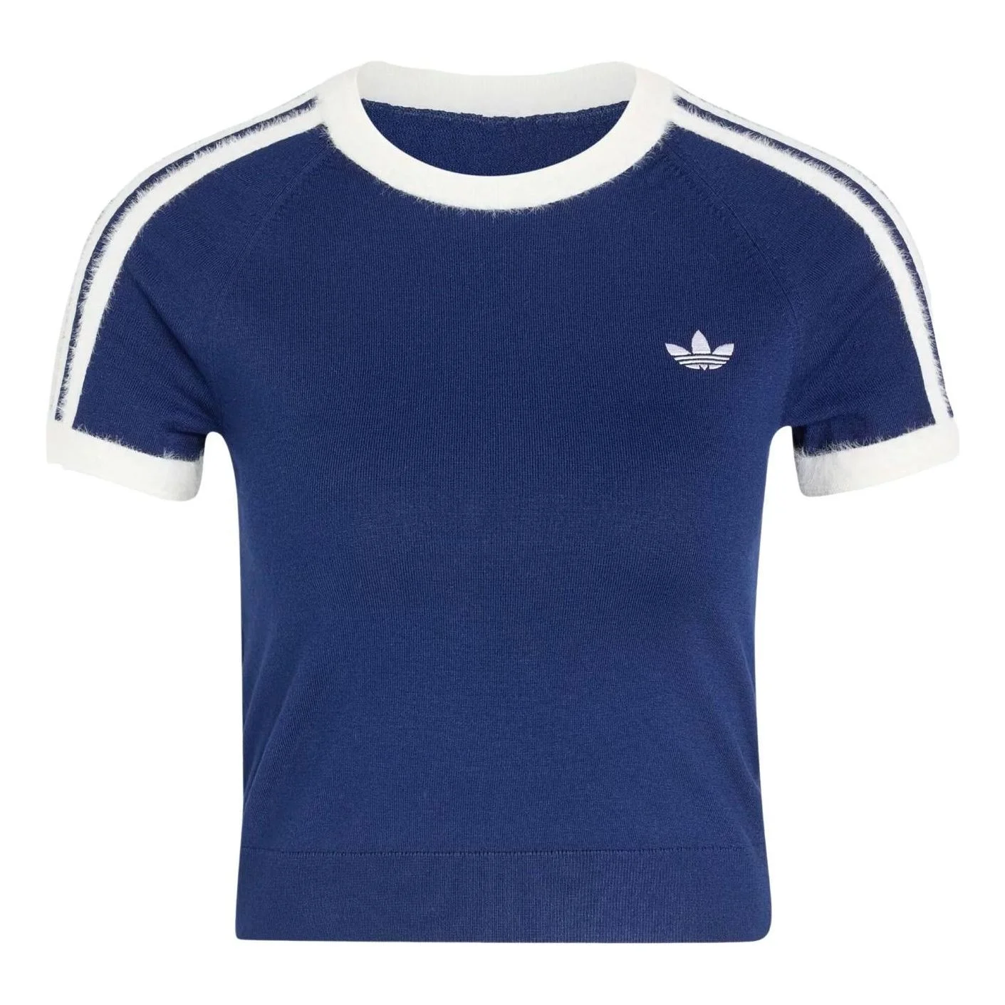 (WMNS) adidas Knitted T-Shirt Asia Sizing 'Dark Blue White' KW2606 - 1