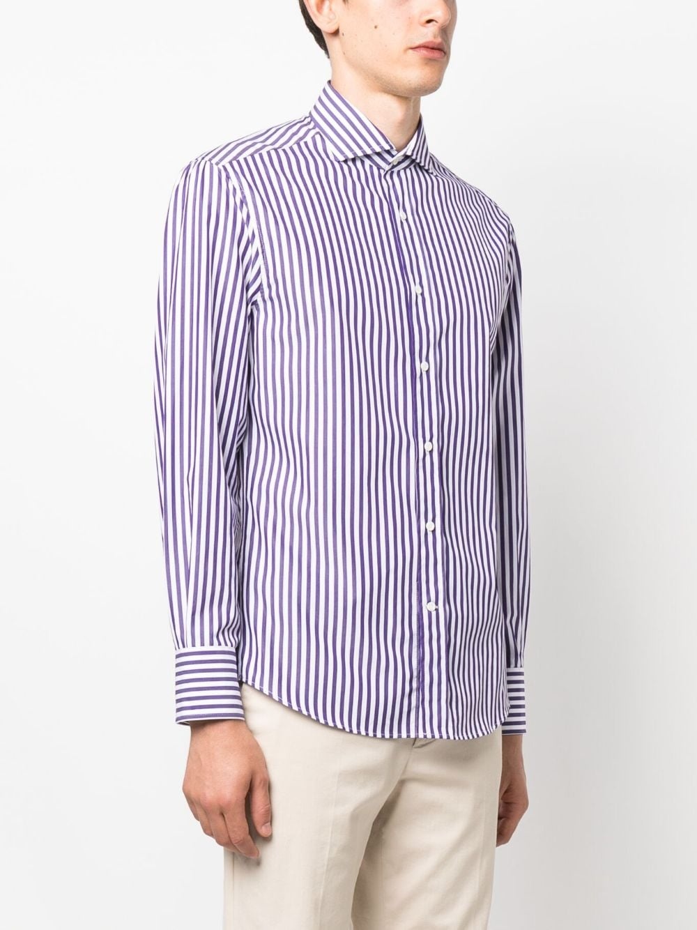 striped long-sleeve cotton shirt - 3