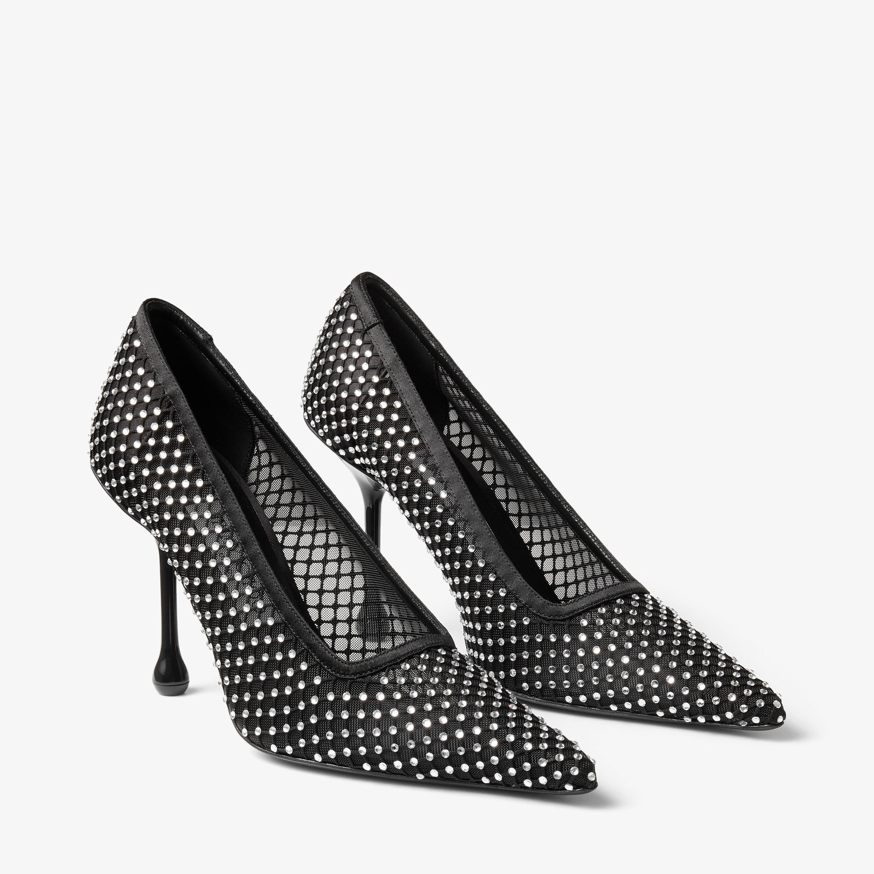 Ixia 95
Black Satin Crystal Mesh Pumps - 2