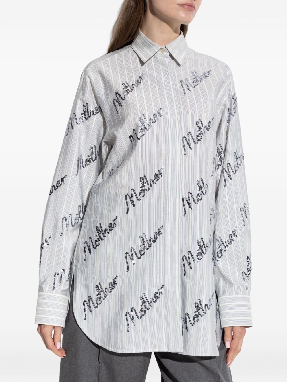 sequin-embellished striped shirt - 3