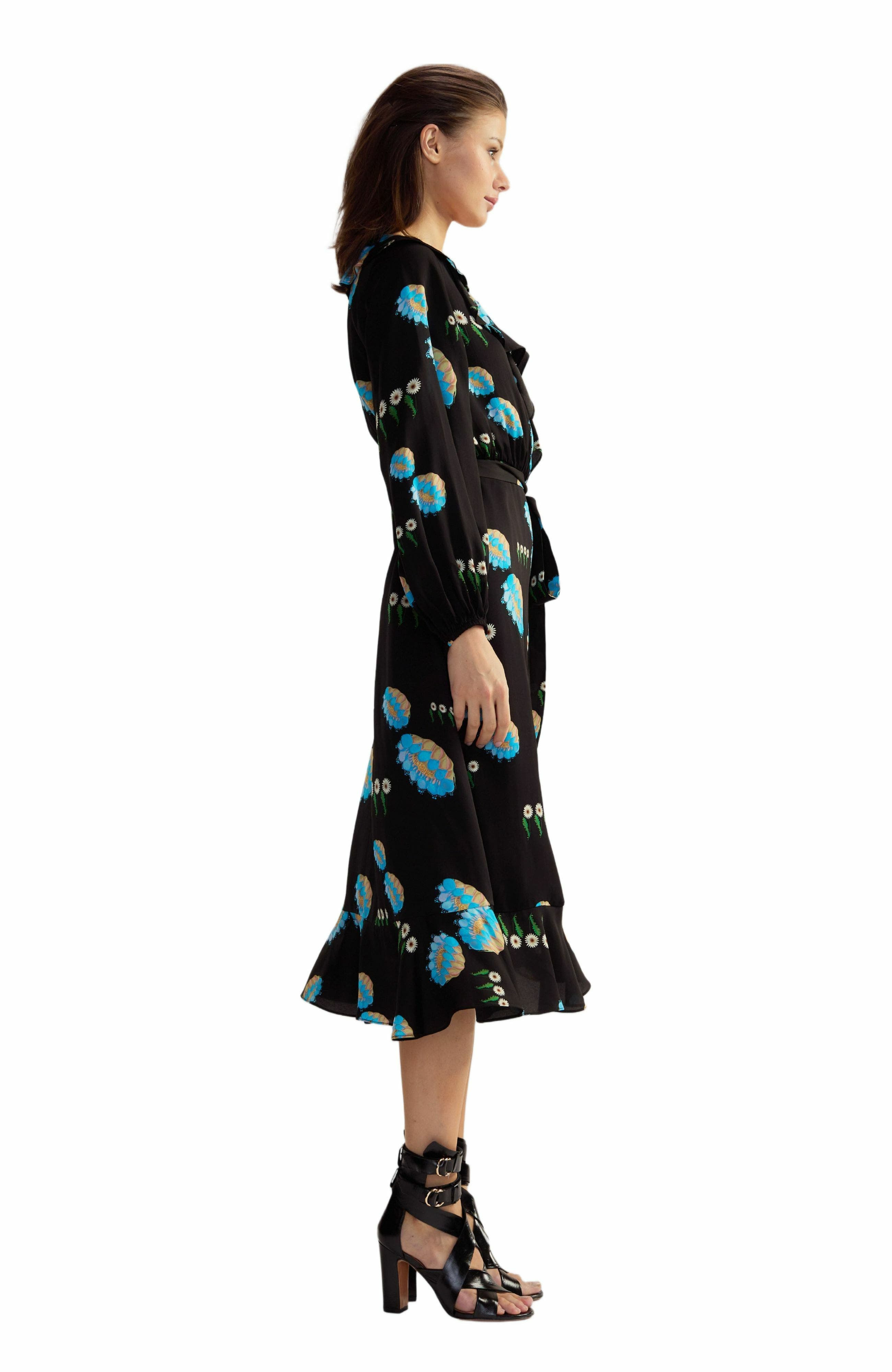 Cynthia Rowley Eve Wrap Dress in Black Floral at Nordstrom - 2