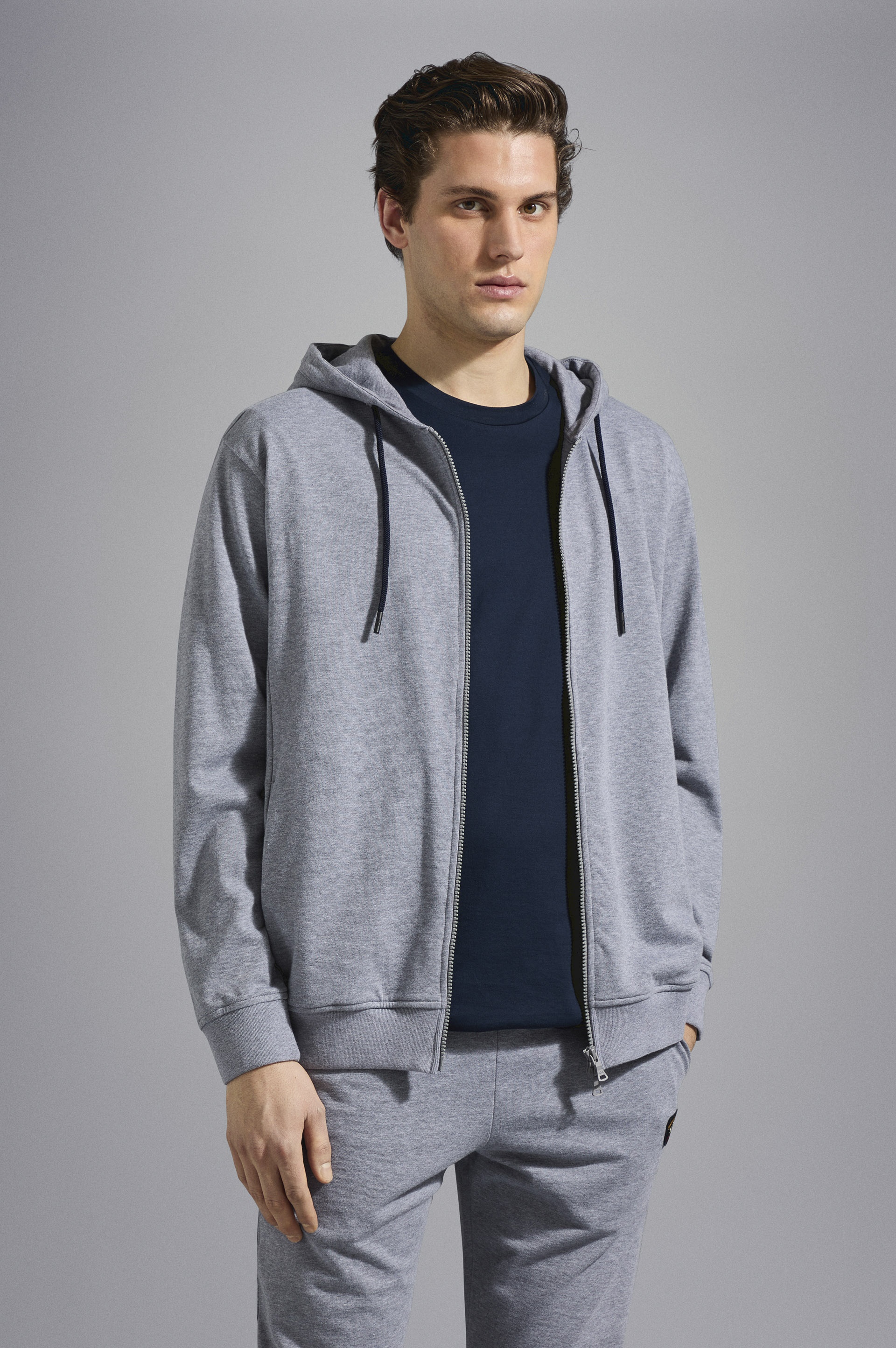 COTTON FULL ZIP SWEATSHIRT WITH ICONIC BADGE - 5