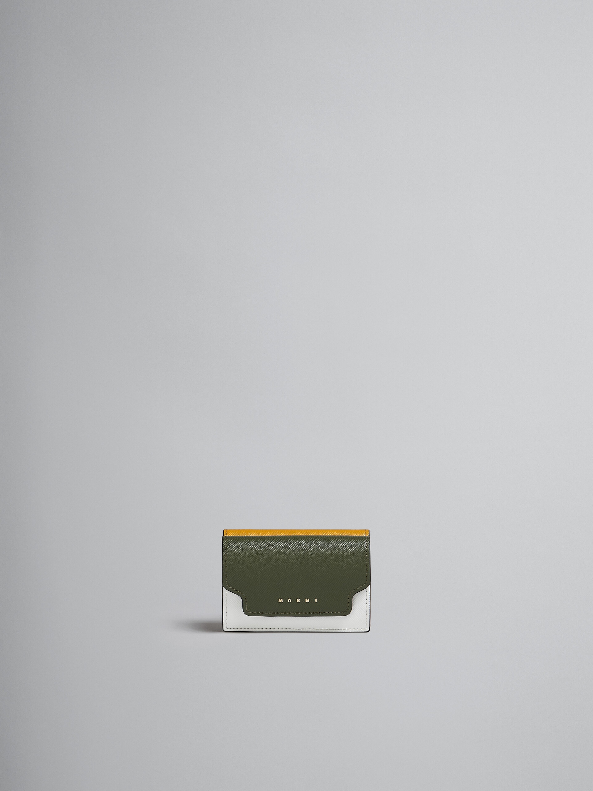 GREEN MULTICOLOUR SAFFIANO LEATHER TRI-FOLD WALLET - 1