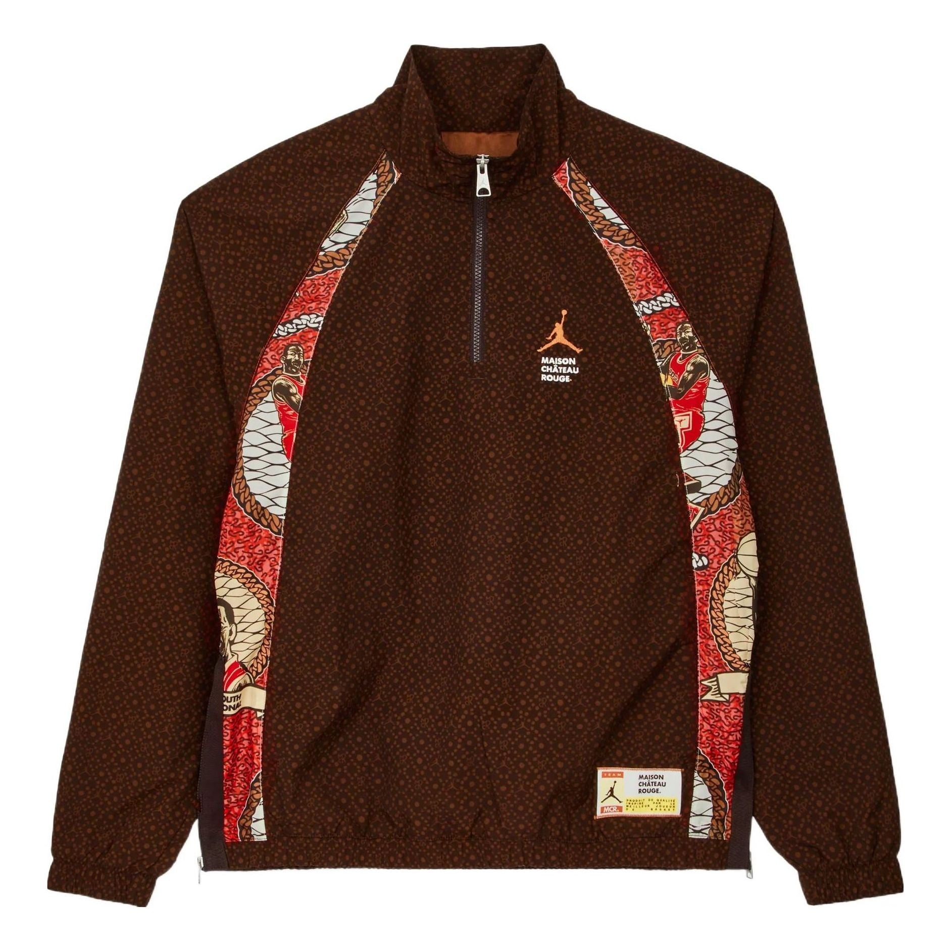 Air Jordan x Maison Chateau Rouge Crossover Printing Splicing Half Zipper Stand Collar Jacket US Edi - 1