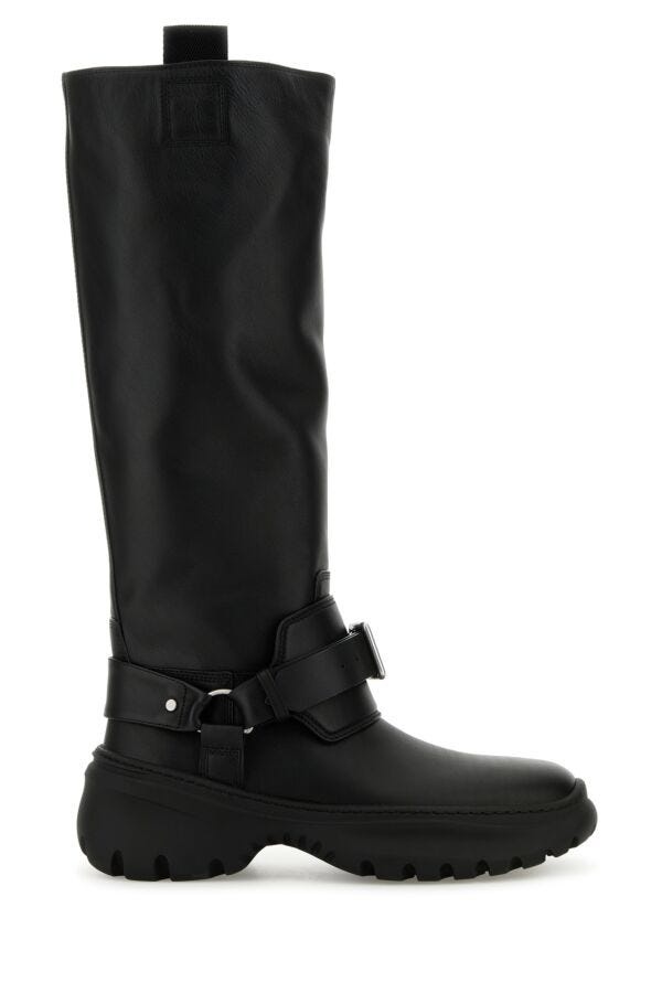 Burberry Woman Black Leather Stomp Boots - 1