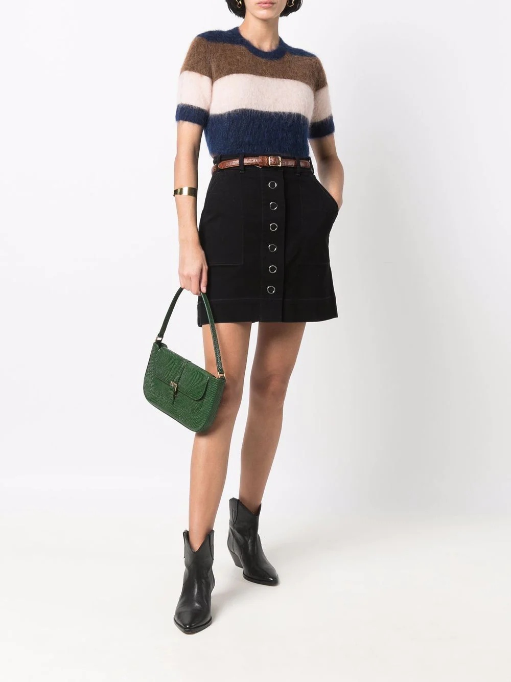 A-line denim mini skirt - 2