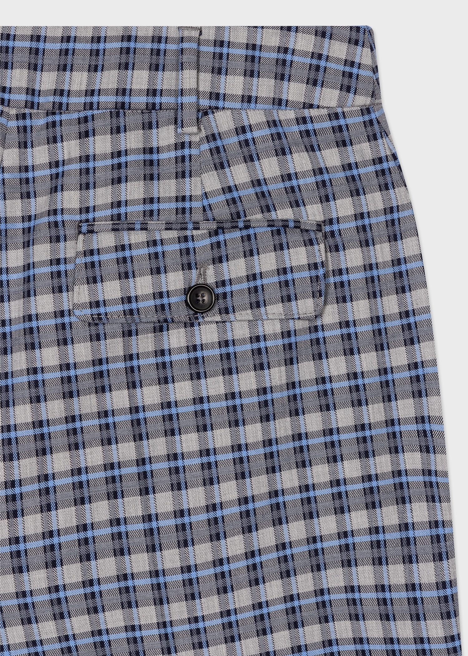 Wool Blue Check Wide-Leg Trousers - 2