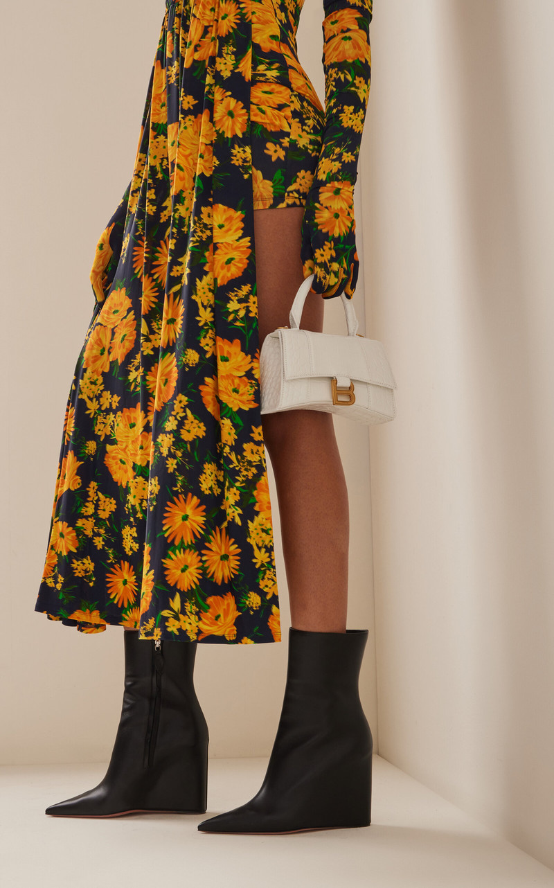 Amina Muaddi Pernille Leather Wedge Ankle Boots black outlook