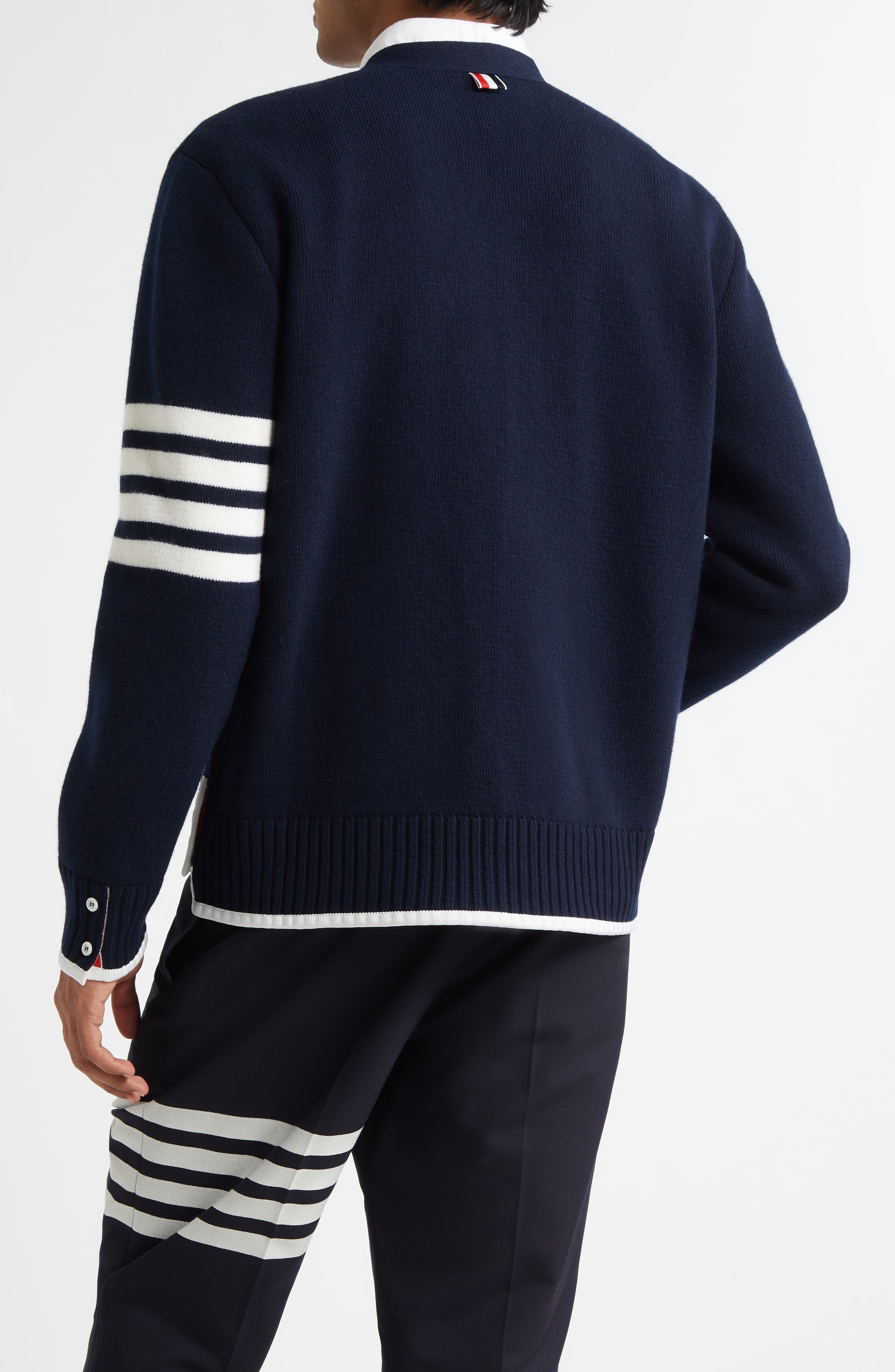 Thom Browne 4-Bar Milano Stitch Virgin Wool Cardigan in Navy at Nordstrom - 2