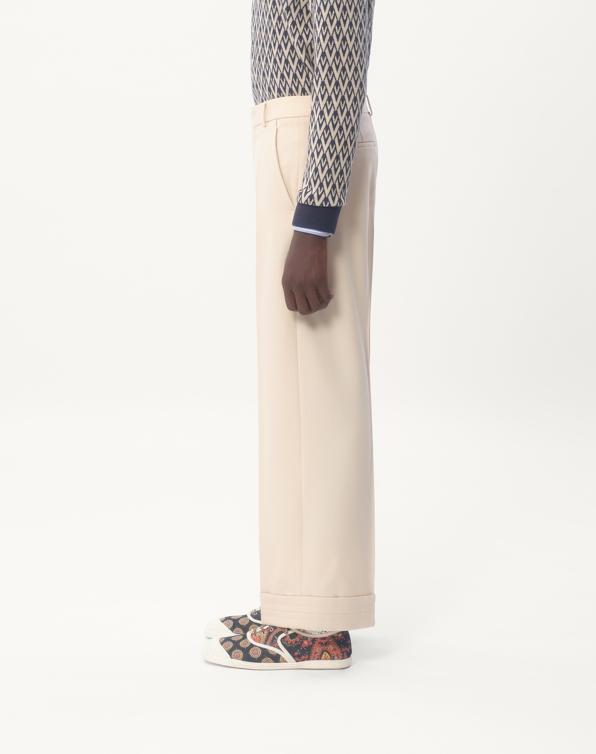 WOOL GABARDINE PANTS WITH TURN-UPS - 6