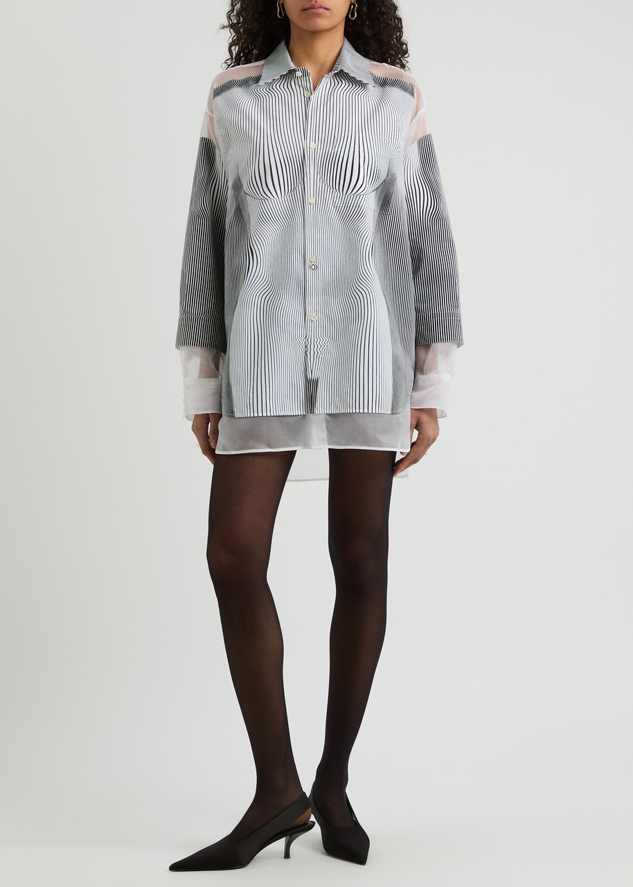 Jean Paul Gaultier Printed Silk-chiffon and Poplin Shirt - 4