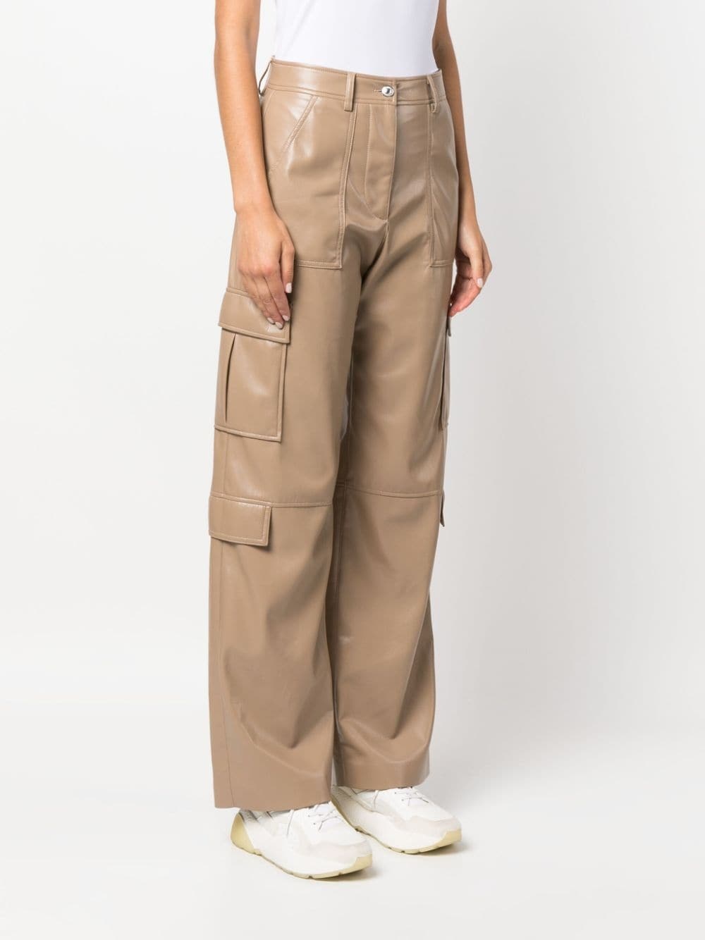 faux-leather cargo trousers - 3