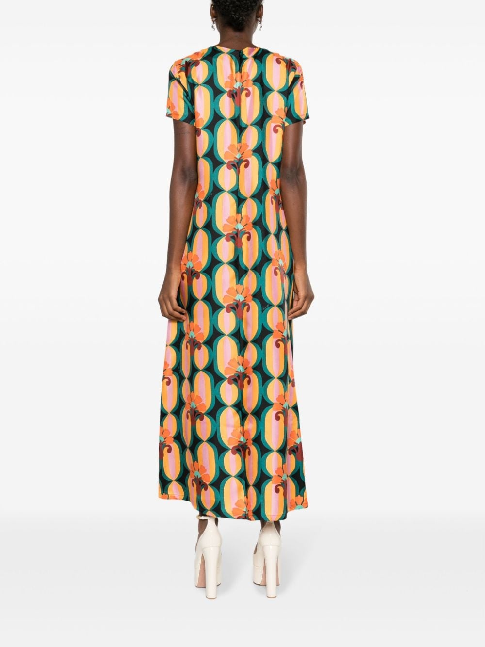 graphic-print silk dress - 4