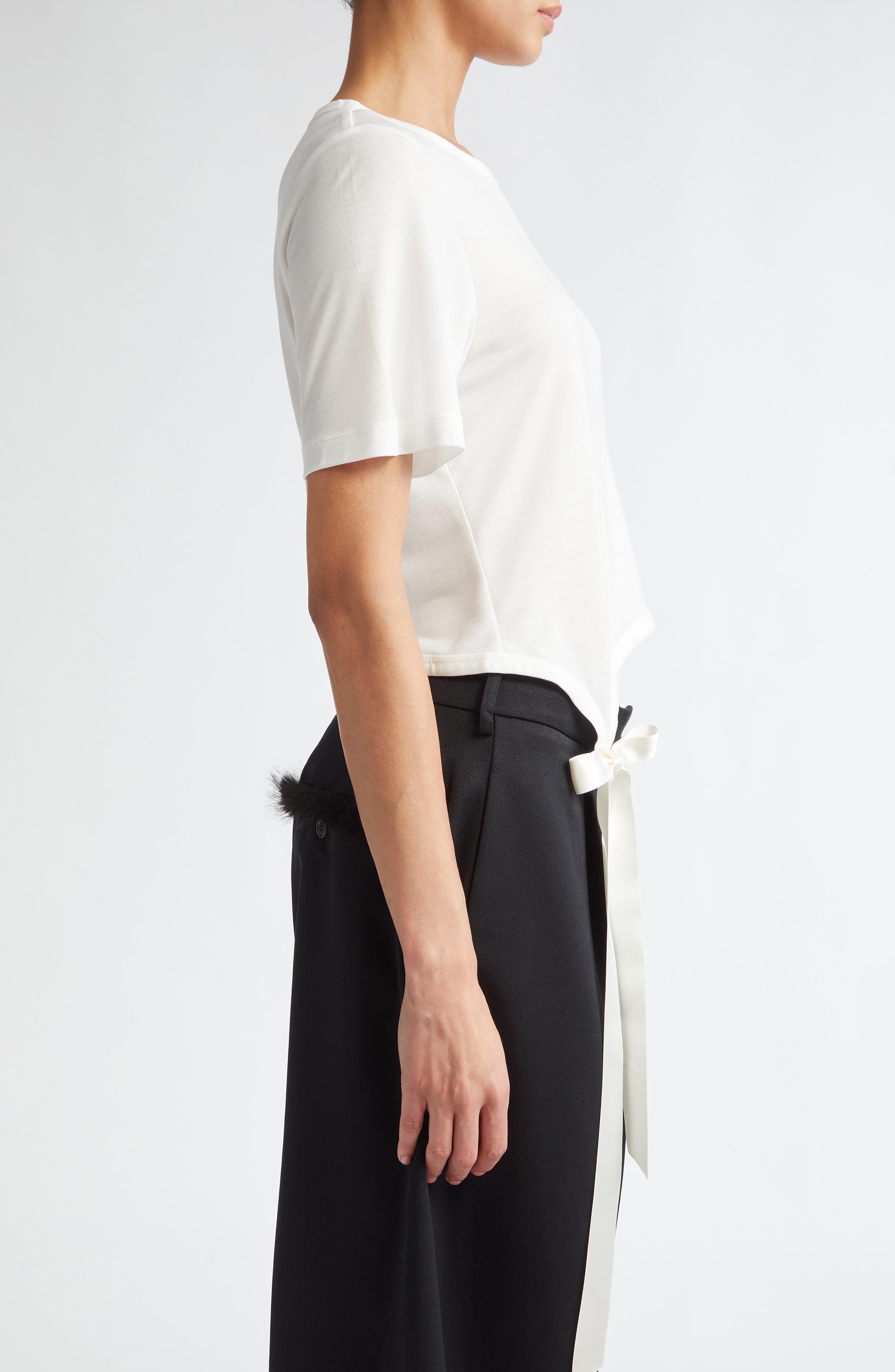Simone Rocha Easy Bow Tails Cotton T-Shirt in Ivory at Nordstrom - 4
