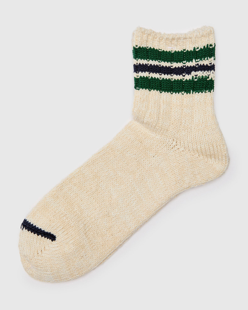 ANONYMOUSISM 3 Line Quarter Length Sock in Green/Navy outlook