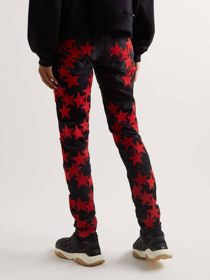+ Chemist Skinny-Fit Suede-Appliquéd Distressed Jeans 4