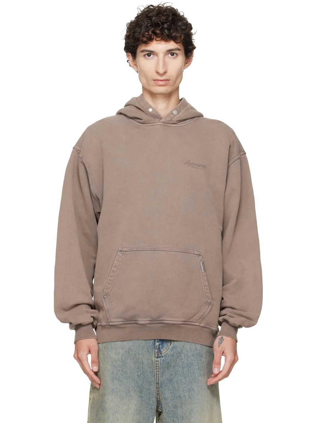 Brown Printed 'Owners Club' Script Hoodie - 1