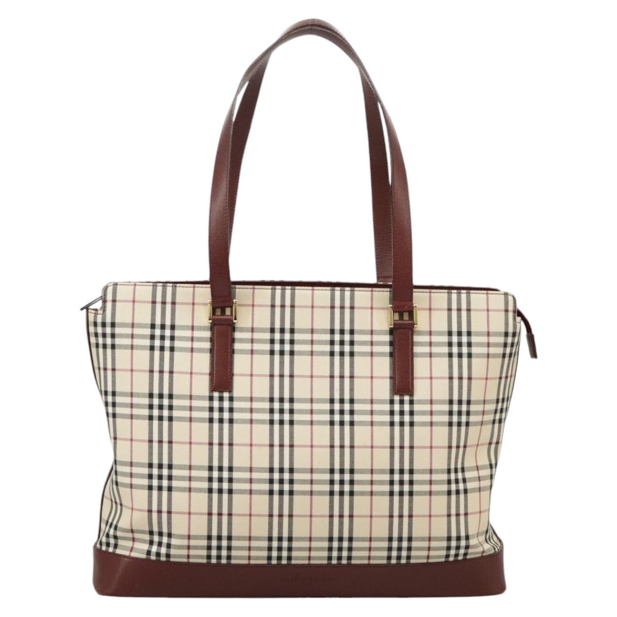 Burberry Nova Check Tote Bag Canvas Beige Red - 2