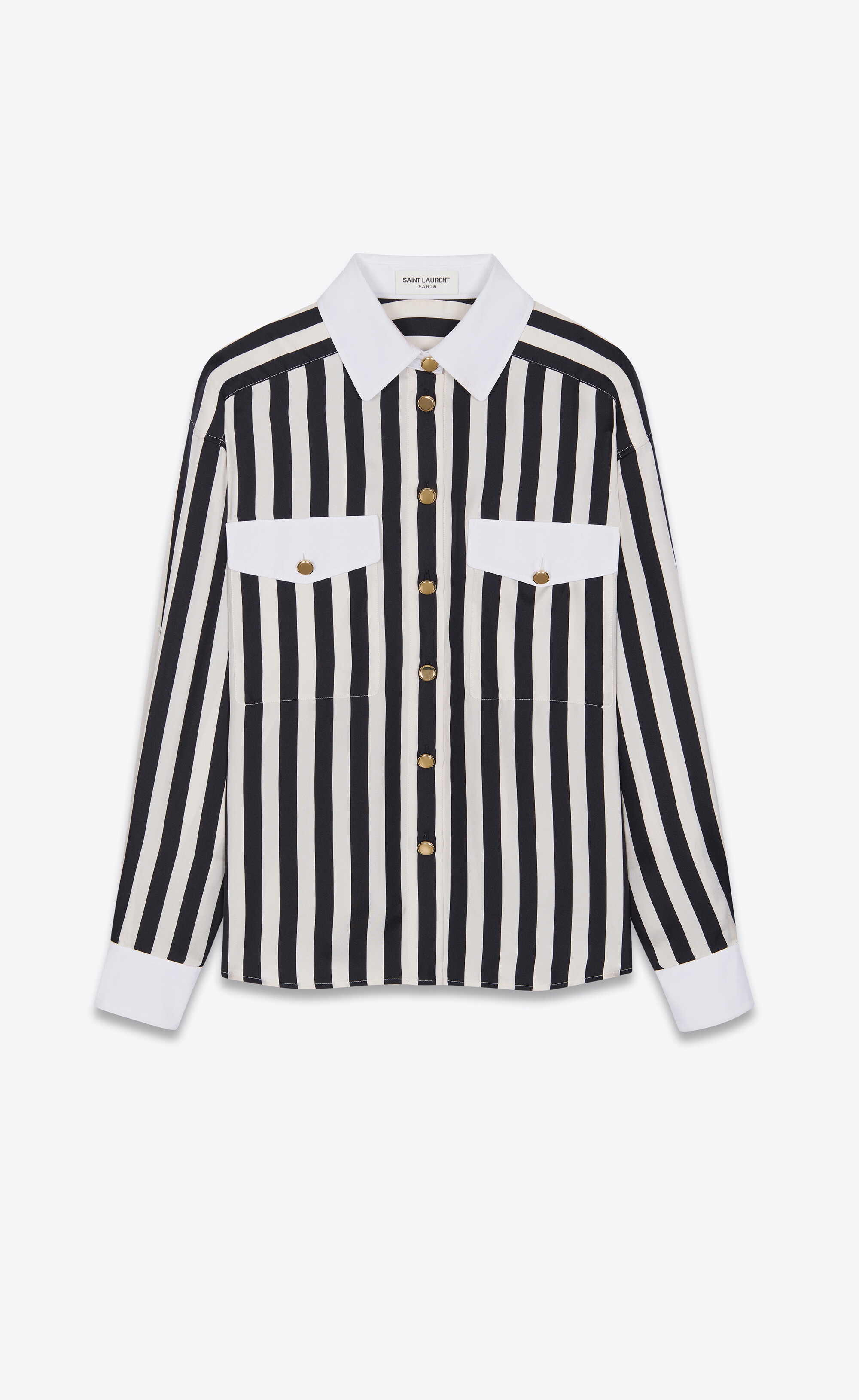 oversized shirt in striped silk twill - 1