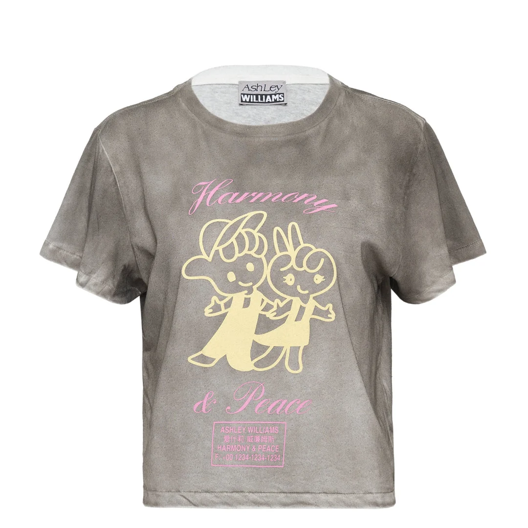 Washed Grey Cropped T-Shirt - 1