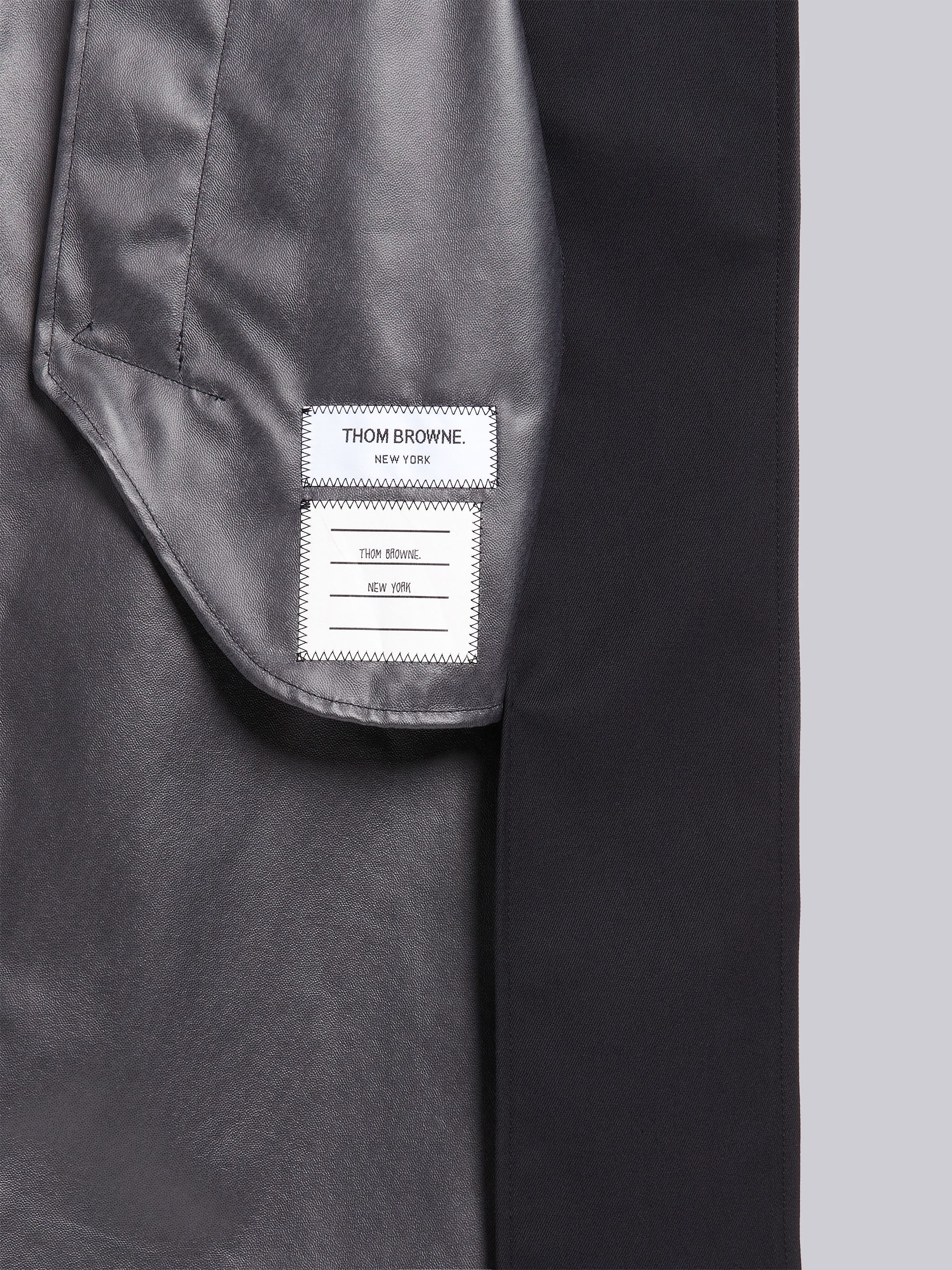 Navy Waterproof Cotton Twill Unconstructed Box Pleat Raglan Bal Collar Overcoat - 6