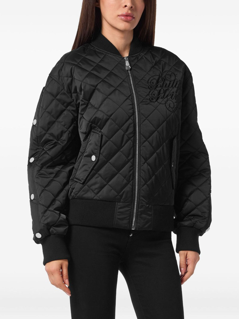 PHILIPP PLEIN quilted embroidered bomber jacket outlook