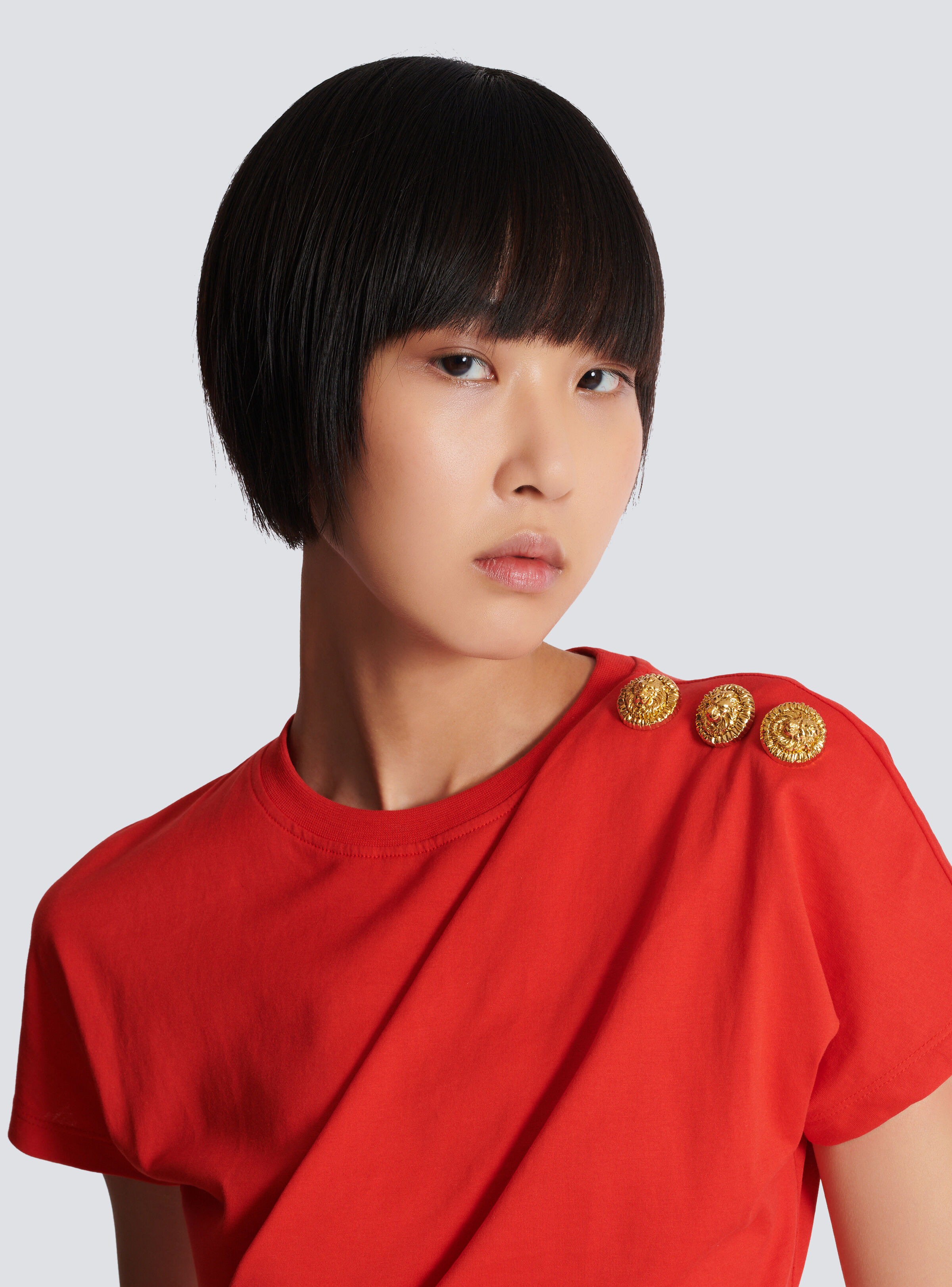 Short-sleeved draped jersey T-shirt - 8