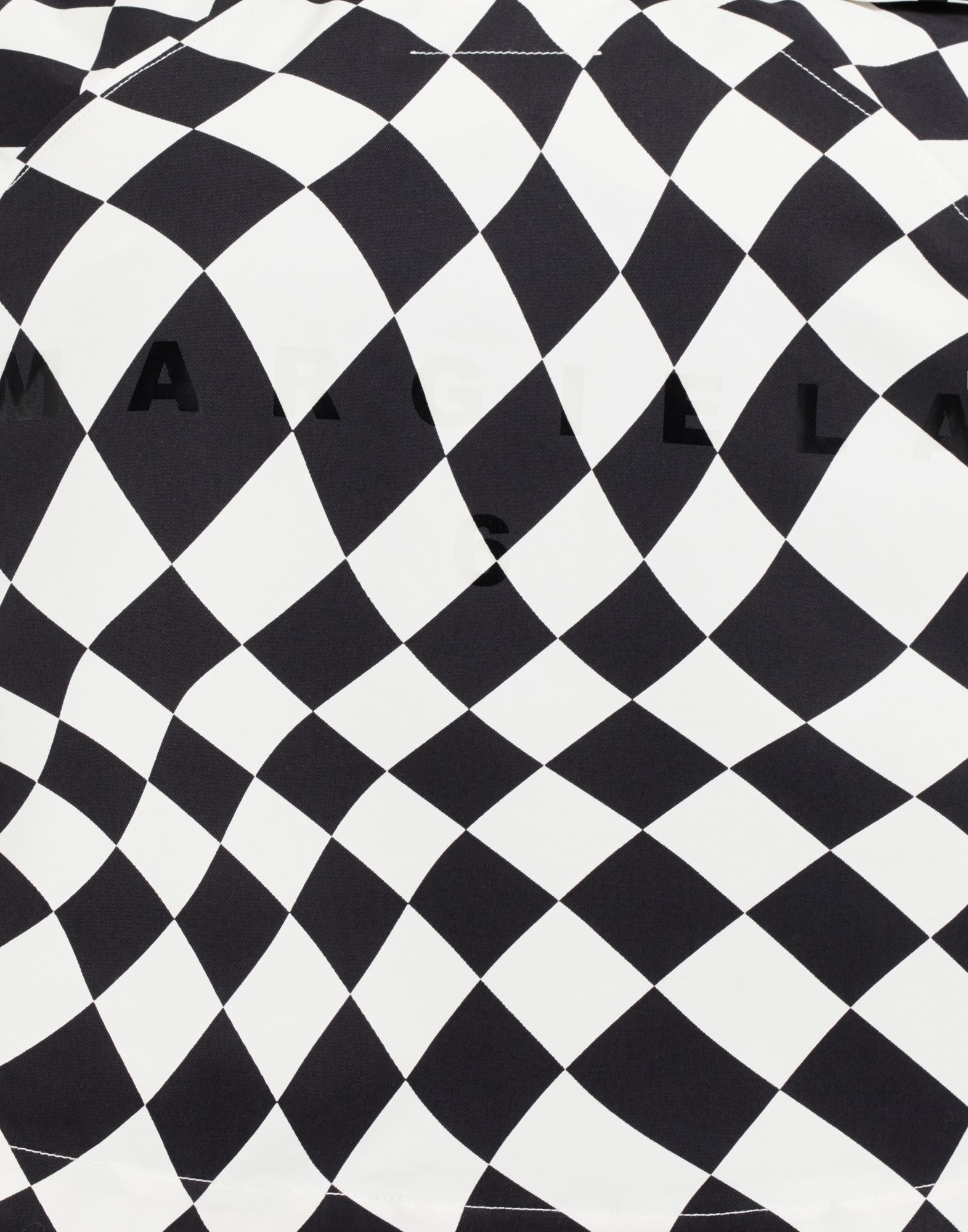 Distorted chess print crop trench coat - 6