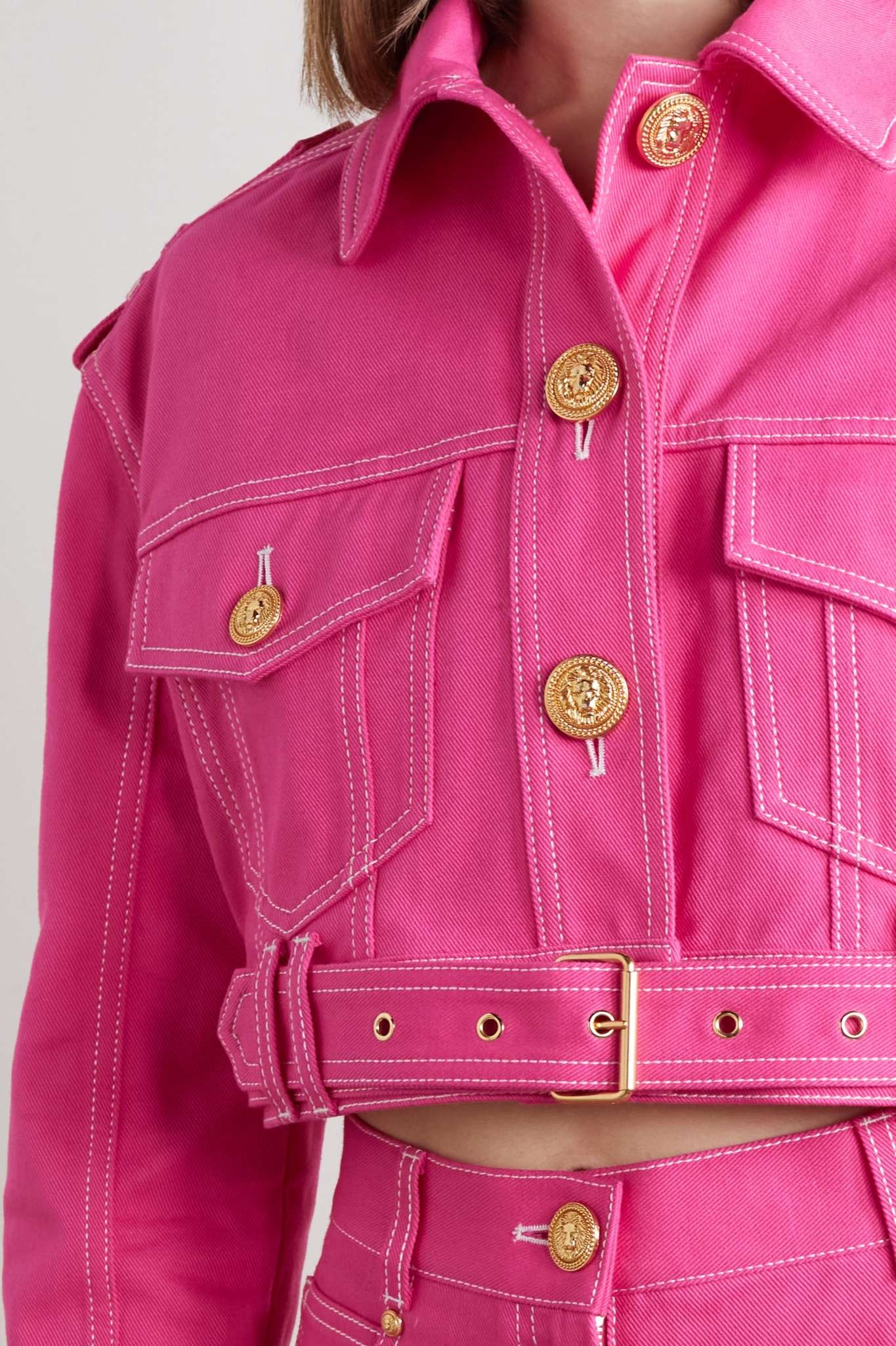 + Barbie cropped embroidered denim jacket - 5