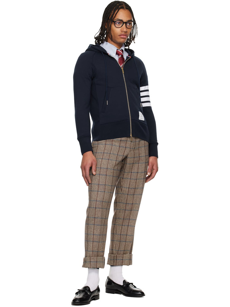 Thom Browne Navy Classic Loopback 4-Bar Full Zip Hoodie outlook